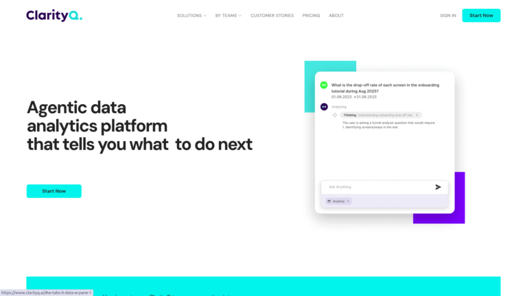 ClarityQ as a Player Analytics and Behavior tool screenshot