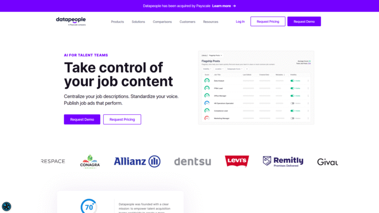 Datapeople as a Diversity, Equity and Inclusion tool screenshot