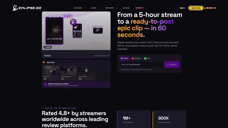 Eklipse as an Esports and Streaming tool screenshot