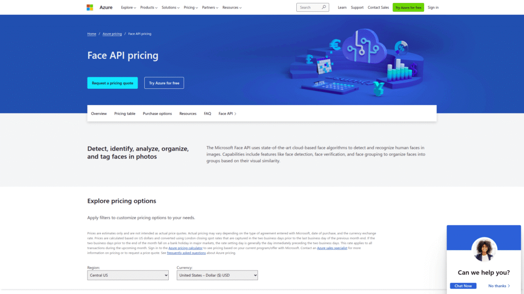 Microsoft Azure Face API as a facial recognition software
