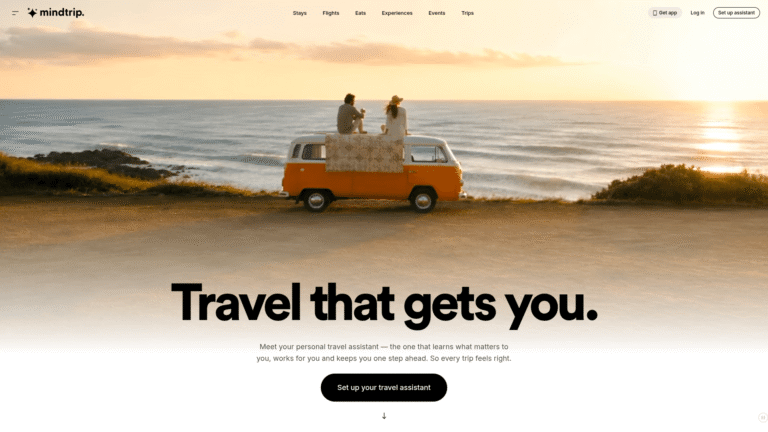 Mindtrip as a Trip Planning and Booking tool screenshot