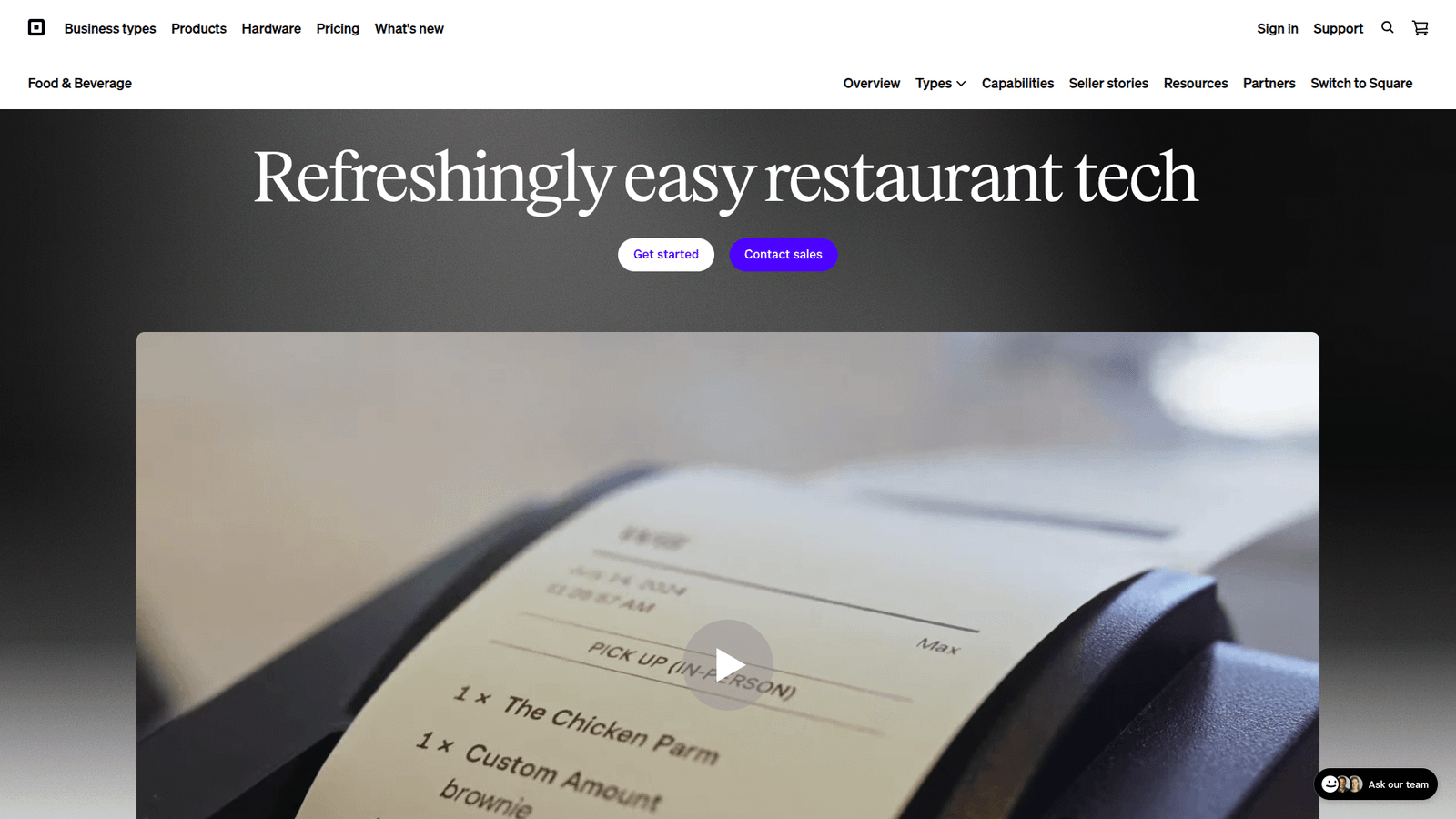 Square for Restaurants as a Restaurant and Food Service tool screenshot