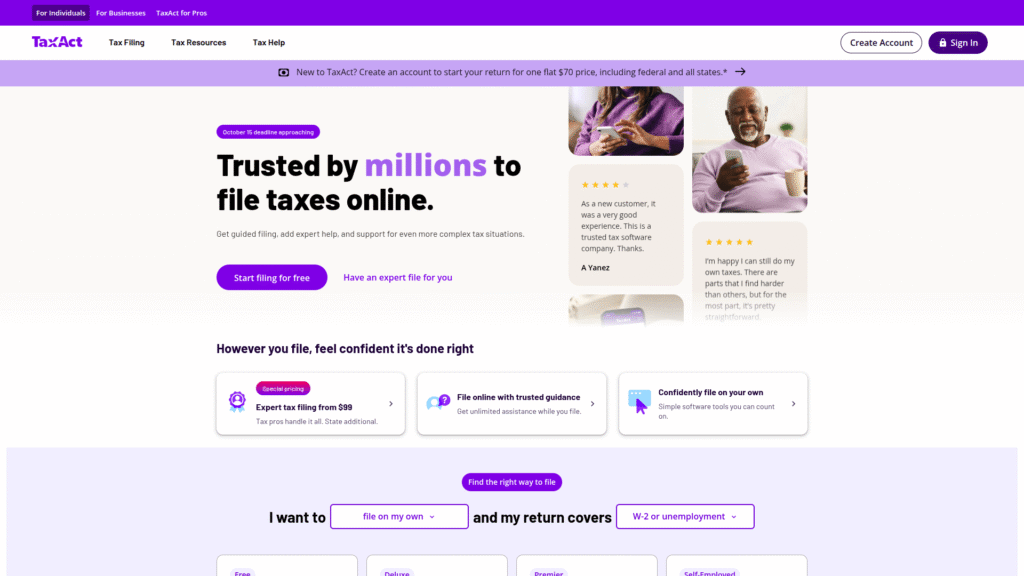 TaxAct as an AI tax software